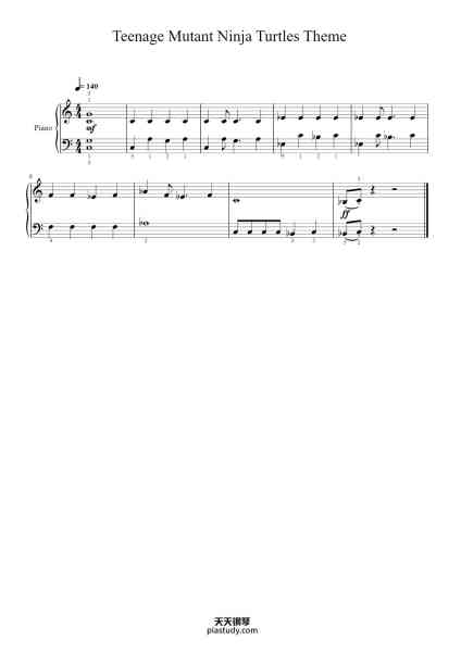 “Teenage Mutant Ninja Turtles Theme”钢琴谱-Arranged by YJS-免费下载-天天钢琴