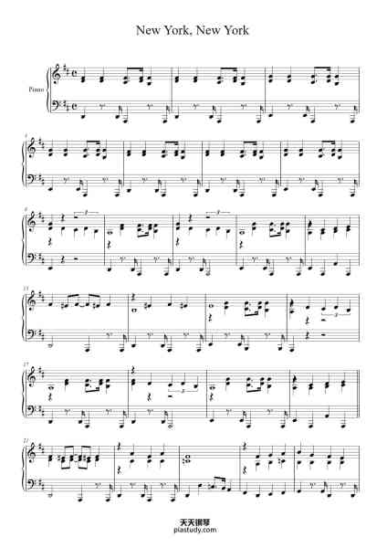“New York, New York”钢琴谱-John Kander-免费下载-天天钢琴