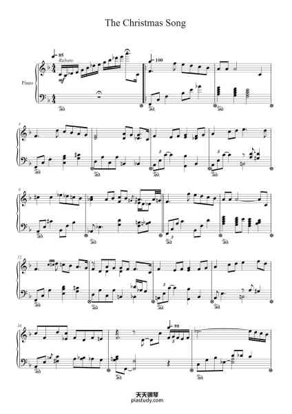 “The Christmas Song”钢琴谱-Arr.  Vince Guaraldi-免费下载-天天钢琴