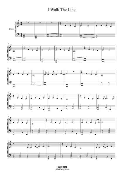 “I Walk The Line”钢琴谱-Johnny Cash-免费下载-天天钢琴