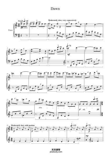 “Dawn from Pride and Prejudice (2005) Soundtrack”钢琴谱-Dario Marianelli-免费下载-天天钢琴