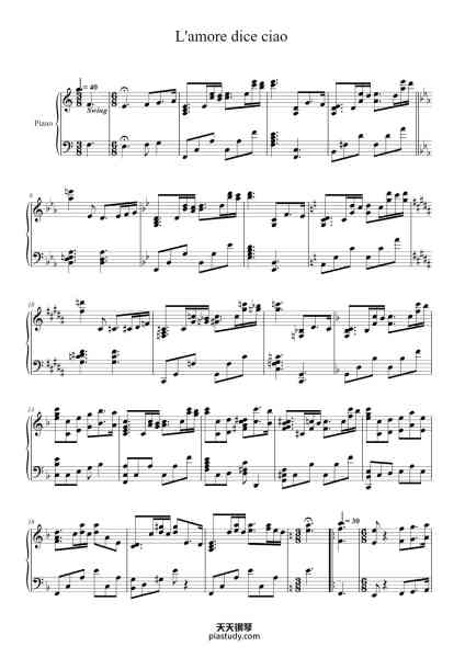 “L'amore dice ciao”钢琴谱-Armando Trovajoli-免费下载-天天钢琴