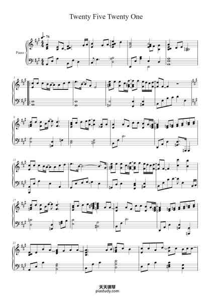 “Twenty Five Twenty One”钢琴谱-Siton-免费下载-天天钢琴