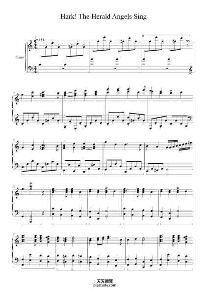 “Hark! The Herald Angels Sing”钢琴谱-Arranged by Kenzi P. Nurchandra-免费下载-天天钢琴