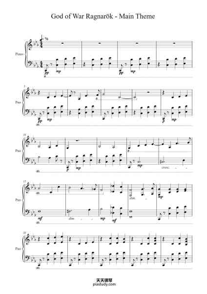 “God of War Ragnarök - Main Theme”钢琴谱-Bear McCreary-免费下载-天天钢琴