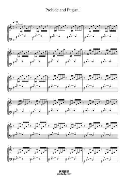“Prelude and Fugue in C Major, BWV 846”钢琴谱-Johann Sebastian Bach 1685 – 1750-免费下载-天天钢琴
