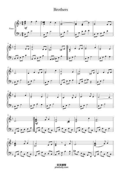 “Brothers”钢琴谱-Arr. Carel Kemp von Molendorff II-免费下载-天天钢琴
