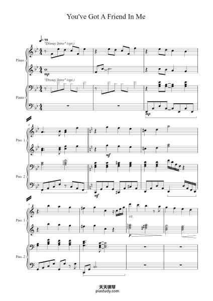 “You've Got A Friend In Me”钢琴谱-Randy Newman
Arr. Jesus Robles-免费下载-天天钢琴