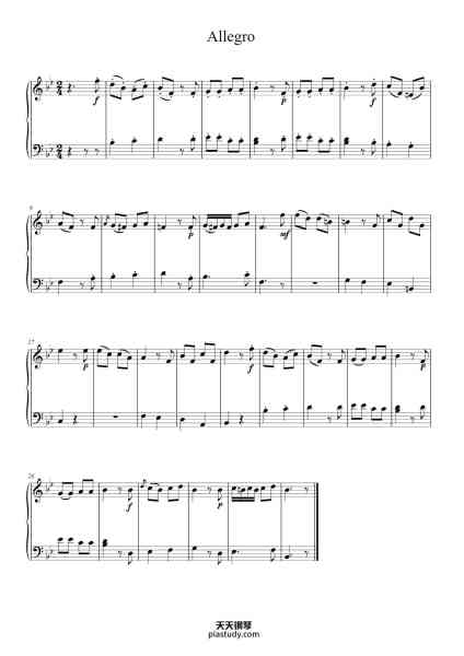 “Allegro”钢琴谱-Mozart-免费下载-天天钢琴