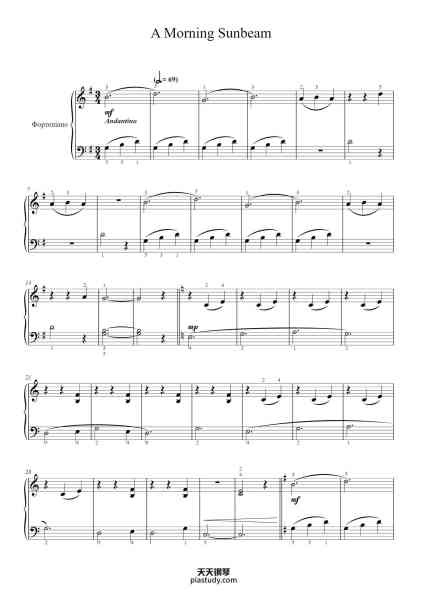 “A Morning Sunbeam”钢琴谱-Florence B. Prince-免费下载-天天钢琴