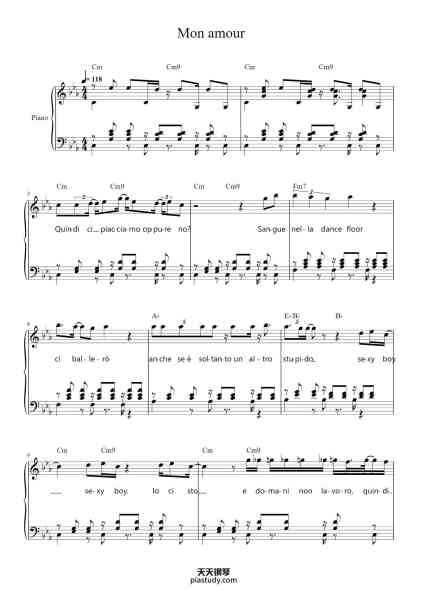 “Mon amour”钢琴谱-Annalisa Scarrone-免费下载-天天钢琴