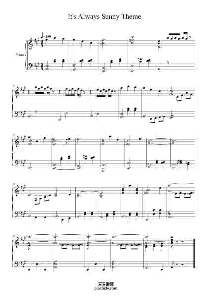 “It's Always Sunny Theme”钢琴谱-Heinz Kiessling

-免费下载-天天钢琴