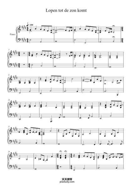 “Lopen tot de zon komt”钢琴谱-Acda & de Munnik-免费下载-天天钢琴