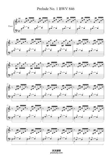 “Prélude No. 1 BWV 846 in C Major”钢琴谱-Johann Sebastian Bach (1685 - 1750)-免费下载-天天钢琴