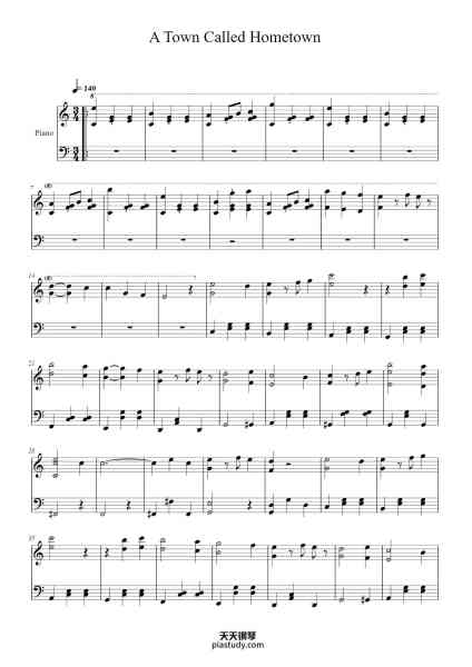“A Town Called Hometown”钢琴谱-Composer- Toby Fox-免费下载-天天钢琴