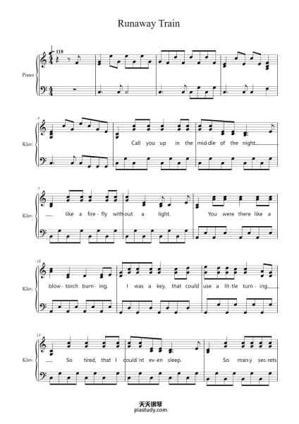 “Runaway Train”钢琴谱-Soul Asylum-免费下载-天天钢琴