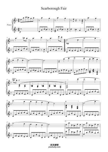 “Scarborough Fair（斯卡布罗集市）”钢琴谱-Paul Simon/Art Garfunkel-免费下载-天天钢琴