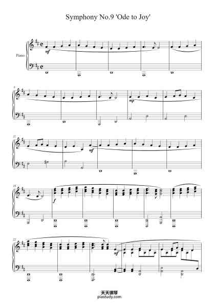 “Symphony No. 9 in D Minor, Op. 125 'Ode to Joy'”钢琴谱-Ludwig van Beethoven-免费下载-天天钢琴