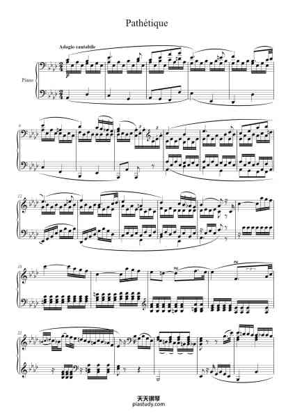 “Sonata No. 8 in C Minor, Op. 13 "Pathétique": II. Adagio cantabile”钢琴谱-Ludwig van Beethoven
(1770 - 1827)-免费下载-天天钢琴