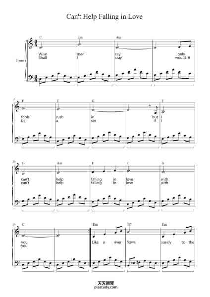 “Can't Help Falling in Love”钢琴谱-Arr. Seb Alejandro-免费下载-天天钢琴