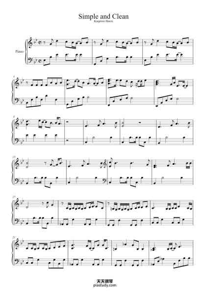 “Simple and Clean”钢琴谱-Utada Hikaru-免费下载-天天钢琴