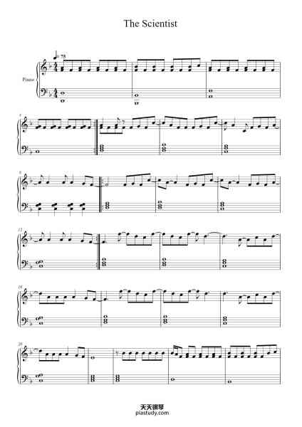 “The Scientist”钢琴谱-Coldplay-免费下载-天天钢琴