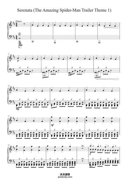 “Serenata (The Amazing Spider-Man Trailer Theme 1)”钢琴谱-Atomic Mix Lab
arr. Rachel Ward-免费下载-天天钢琴