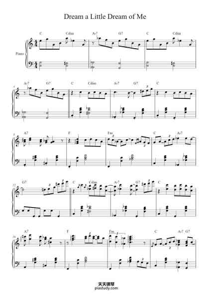 “Dream a Little Dream of Me”钢琴谱-Arranged by Thomas LS Pang-免费下载-天天钢琴