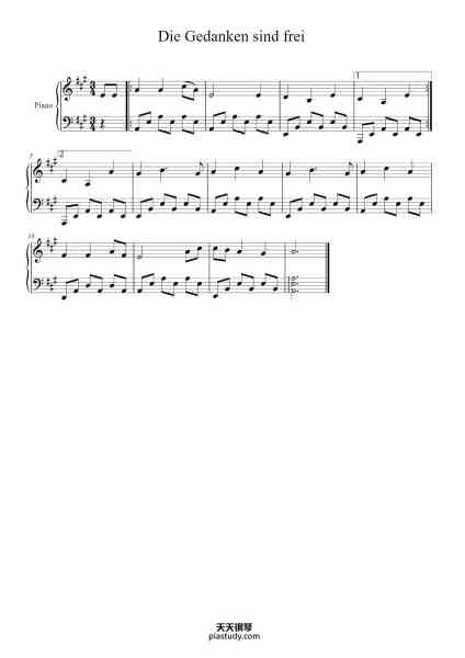 “Die Gedanken sind frei”钢琴谱-Misc tunes-免费下载-天天钢琴