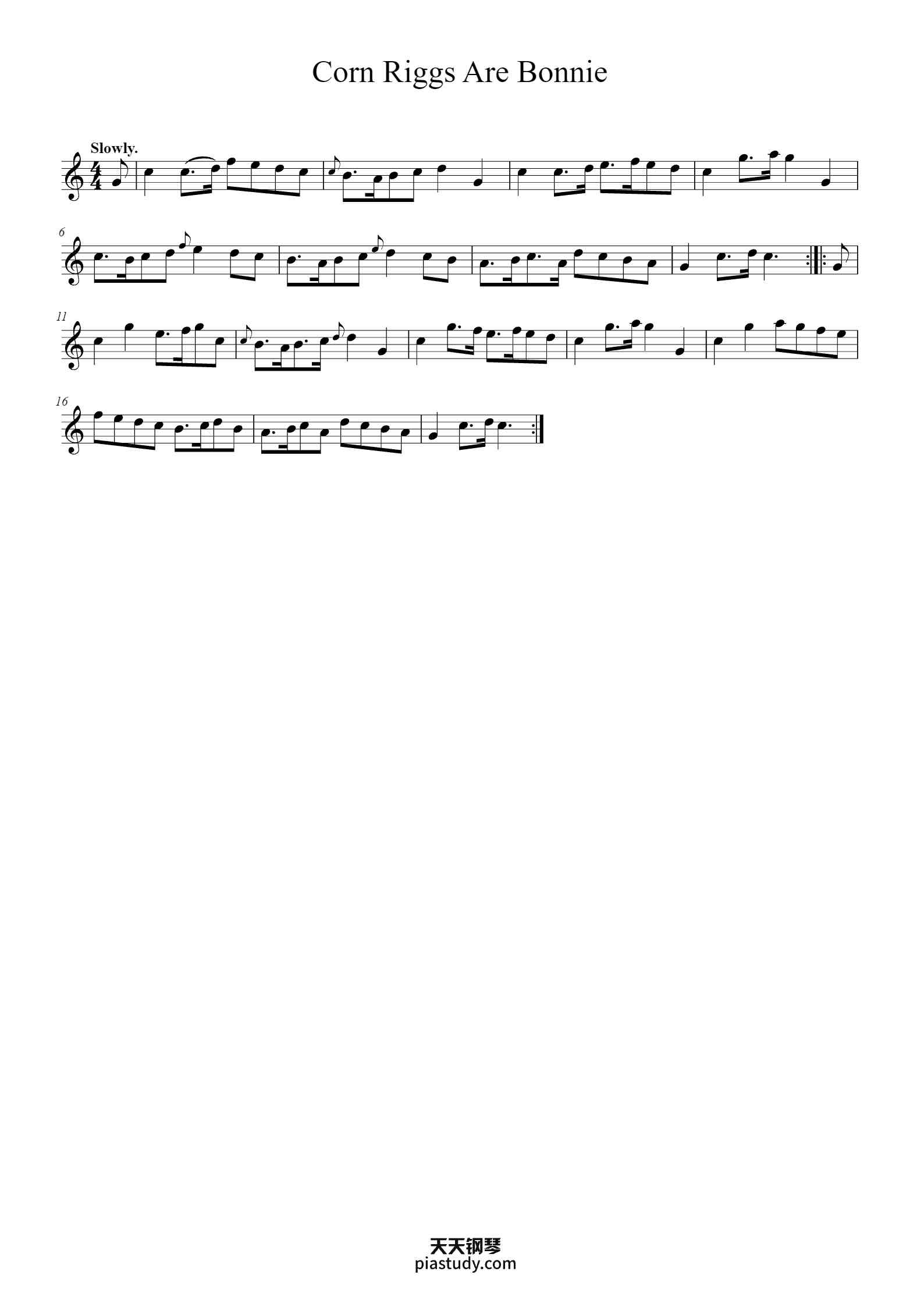 Corn Riggs Notes Corn Riggs Are Bonnie钢琴谱 - Julian Chambers - free piano sheet music ...