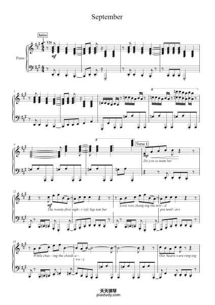 “September”钢琴谱-Maurice White / Al McKay / Allee Willis
Arr. Nolan Birmingham-免费下载-天天钢琴