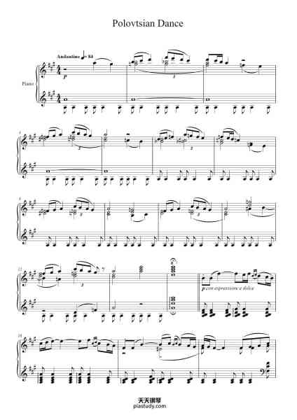 “Polovtsian Dances”钢琴谱-Alexander Borodin
arr. Felix Blumenfeld
-免费下载-天天钢琴