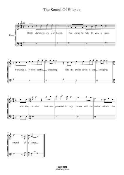 “The Sound Of Silence”钢琴谱-Simon & Garfunkel-免费下载-天天钢琴