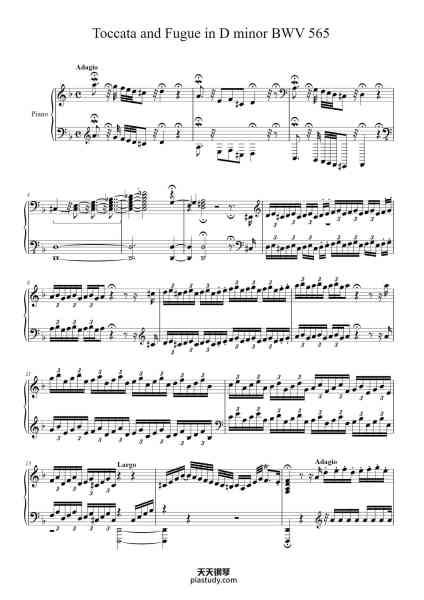“Toccata and Fugue in D Minor, BWV 565”钢琴谱-Johann Sebastian Bach-免费下载-天天钢琴