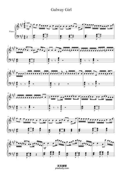 “Galway Girl”钢琴谱-Raquel Riera Turiel-免费下载-天天钢琴
