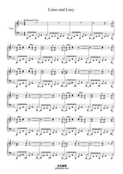 “Linus and Lucy”钢琴谱-Vince Guaraldi-免费下载-天天钢琴