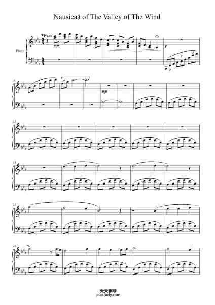 “Nausicaä of the Valley of the Wind”钢琴谱-Cookegil-免费下载-天天钢琴
