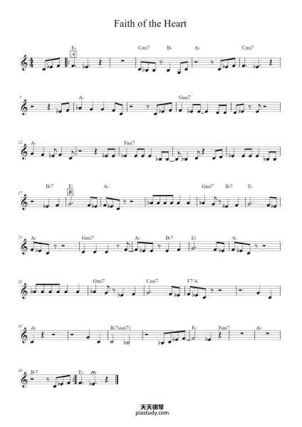 “Faith of the Heart”钢琴谱-Diane Warren-免费下载-天天钢琴