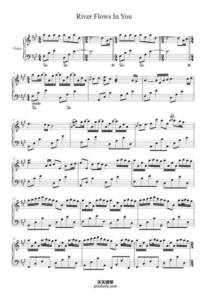 “River Flows in You”钢琴谱-Yiruma-免费下载-天天钢琴