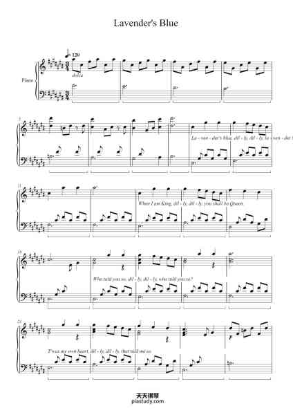 “Lavender's Blue”钢琴谱-From Cinderella-免费下载-天天钢琴