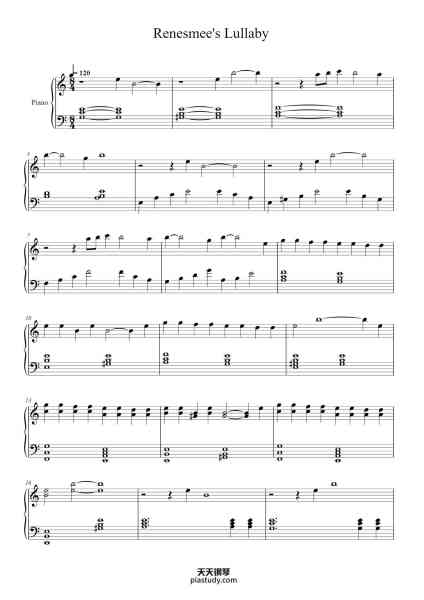 “Renesmee's Lullaby”钢琴谱-Carter Burwell-免费下载-天天钢琴