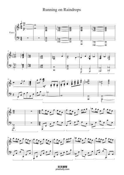 “Running on Raindrops”钢琴谱-James Newton Howard-免费下载-天天钢琴