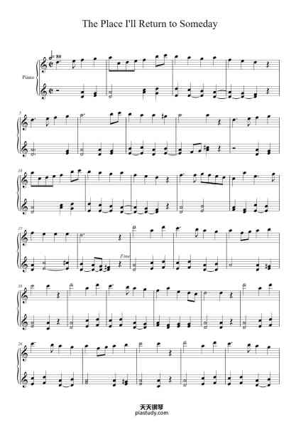 “The Place I'll Return to Someday”钢琴谱-Nobuo Uematsu-免费下载-天天钢琴