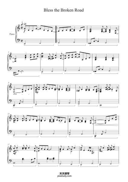 “Bless the Broken Road”钢琴谱-Songwriters: Jeff Hanna / Marcus Hummon / Robert E. Boyd Arranged by Kari / Banda Manteca-免费下载-天天钢琴