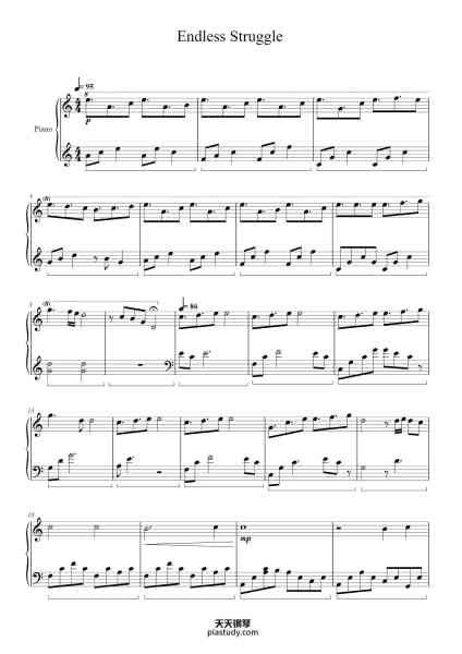 “Endless Struggle”钢琴谱-Composed by Flaming Heart Arr. ZenTheRainbowUnicorn-免费下载-天天钢琴