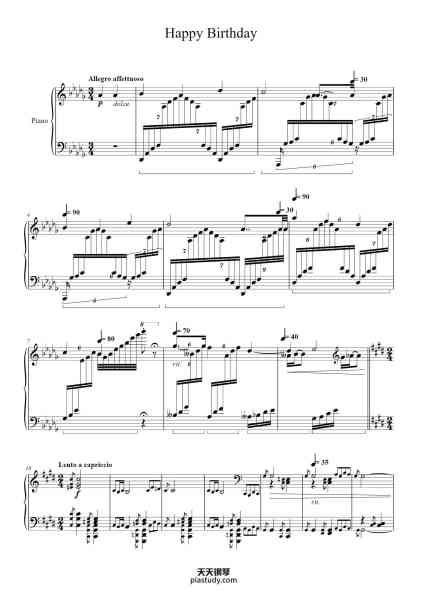 “Happy Birthday”钢琴谱-Liszt-Rousseau-免费下载-天天钢琴
