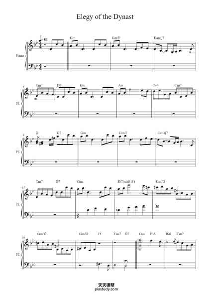 “Elegy of the Dynast”钢琴谱-Bake-免费下载-天天钢琴