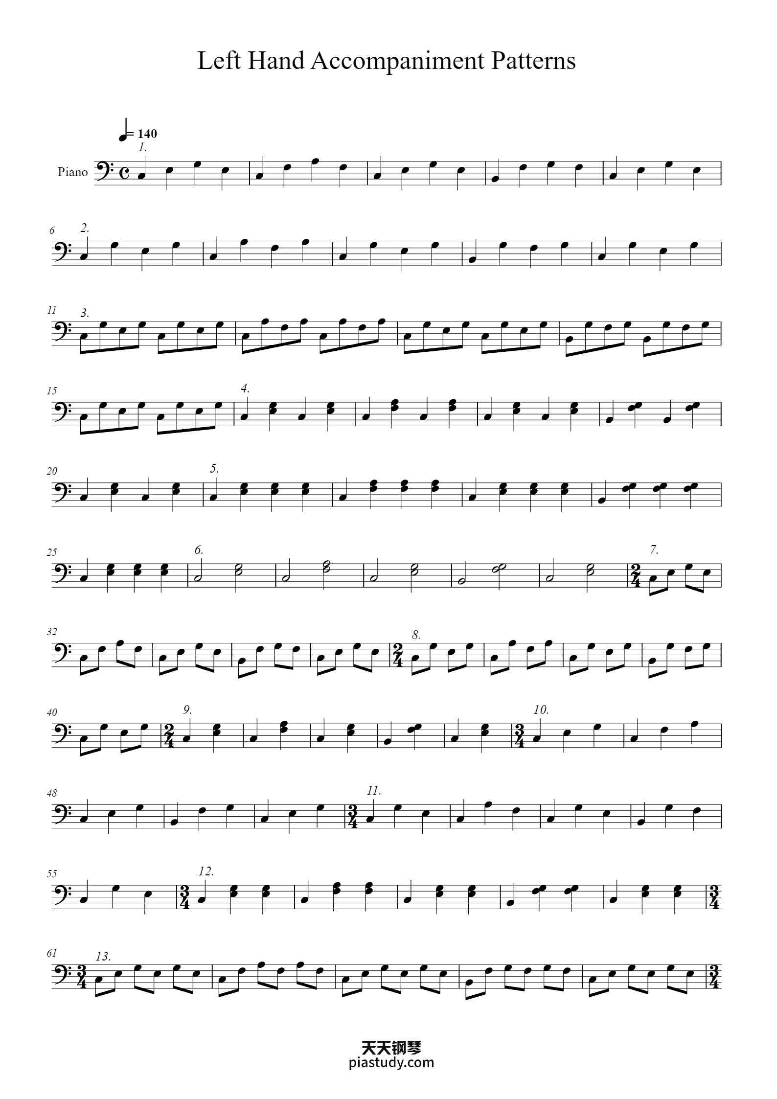 19 Left Hand Accompaniment Patterns钢琴谱 - Earldith - free piano sheet ...