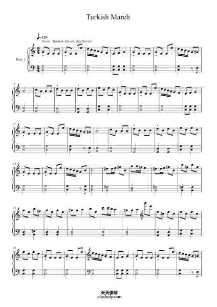 “Turkish March”钢琴谱-Ludwig van Beethoven-免费下载-天天钢琴