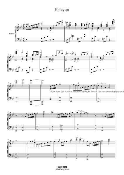 “Halcyon”钢琴谱-Arranged By: Dan Simonov & Garry Fong-免费下载-天天钢琴